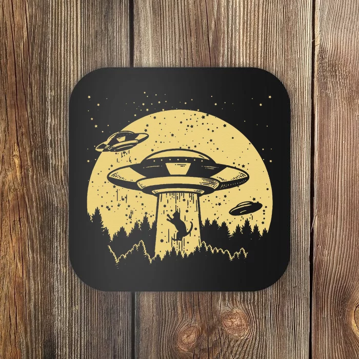 Funny Ufo Alien Abduction Cat Flying Perfect Aliens Lover Coaster