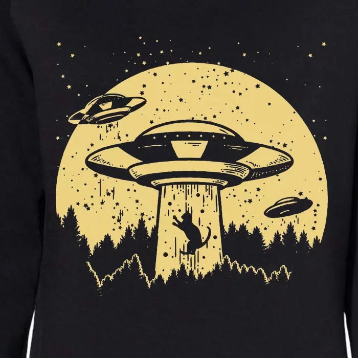 Funny Ufo Alien Abduction Cat Flying Perfect Aliens Lover Womens California Wash Sweatshirt