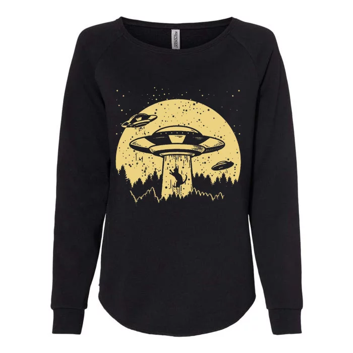 Funny Ufo Alien Abduction Cat Flying Perfect Aliens Lover Womens California Wash Sweatshirt