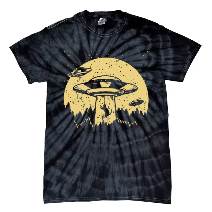 Funny Ufo Alien Abduction Cat Flying Perfect Aliens Lover Tie-Dye T-Shirt