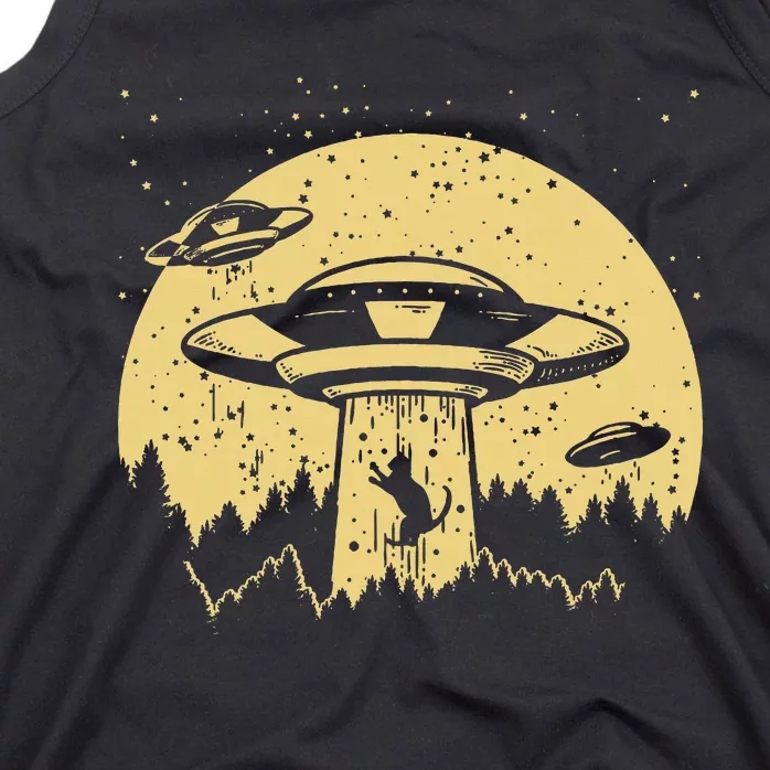 Funny Ufo Alien Abduction Cat Flying Perfect Aliens Lover Tank Top