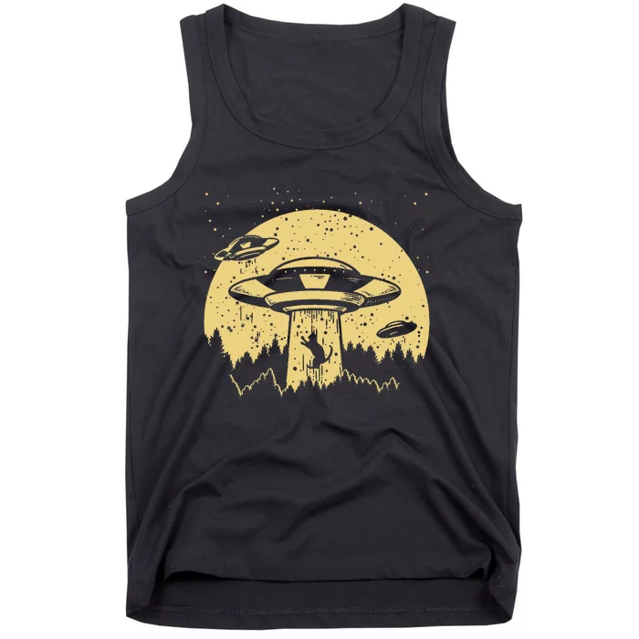 Funny Ufo Alien Abduction Cat Flying Perfect Aliens Lover Tank Top