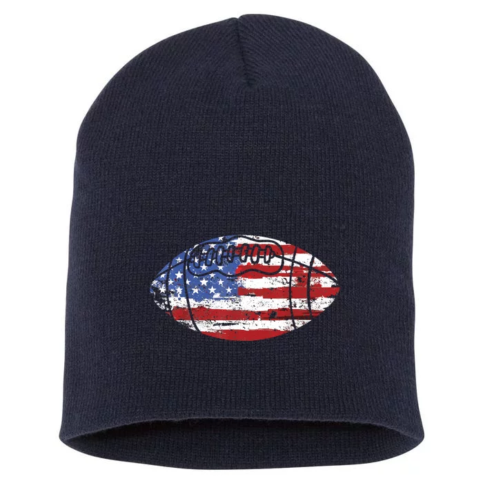 Football USA American Flag Vintage Gift Short Acrylic Beanie