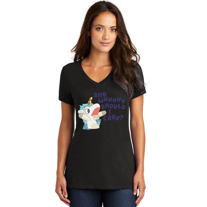 Funny Unicorse And Whhhhhy Should I Care Tee Women's V-Neck T-Shirt