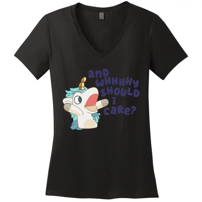 Funny Unicorse And Whhhhhy Should I Care Tee Women's V-Neck T-Shirt