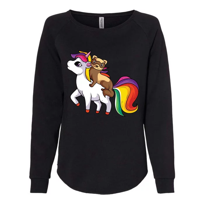 Ferret Unicorn Animal Lover Womens California Wash Sweatshirt