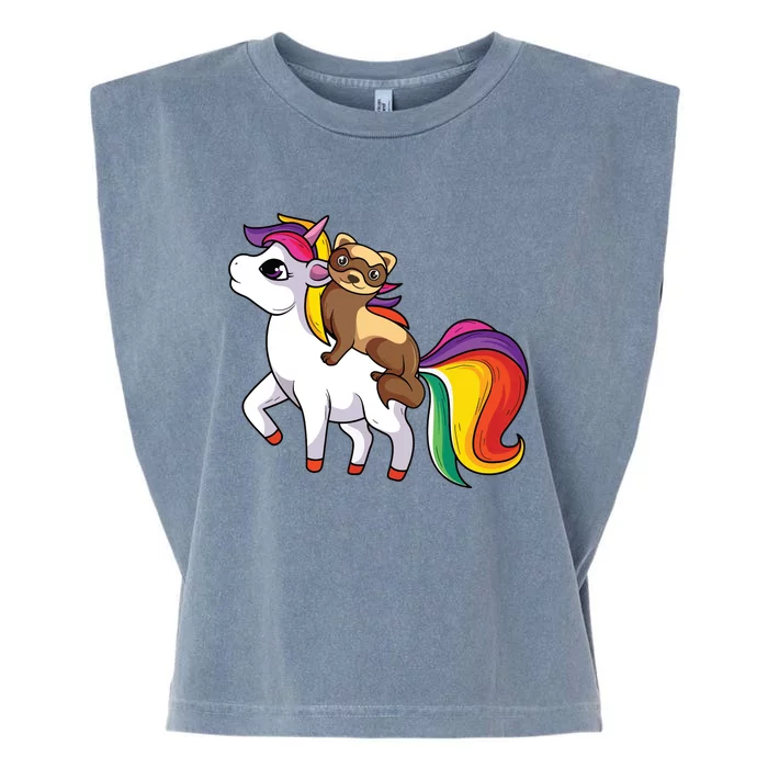 Ferret Unicorn Animal Lover Garment-Dyed Women's Muscle Tee