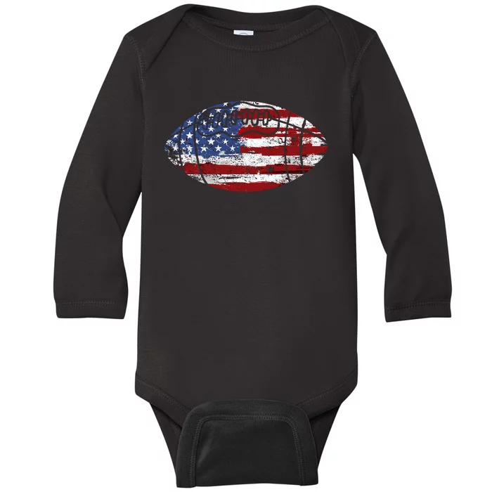 Football Usa American Flag Vintage Gift Baby Long Sleeve Bodysuit