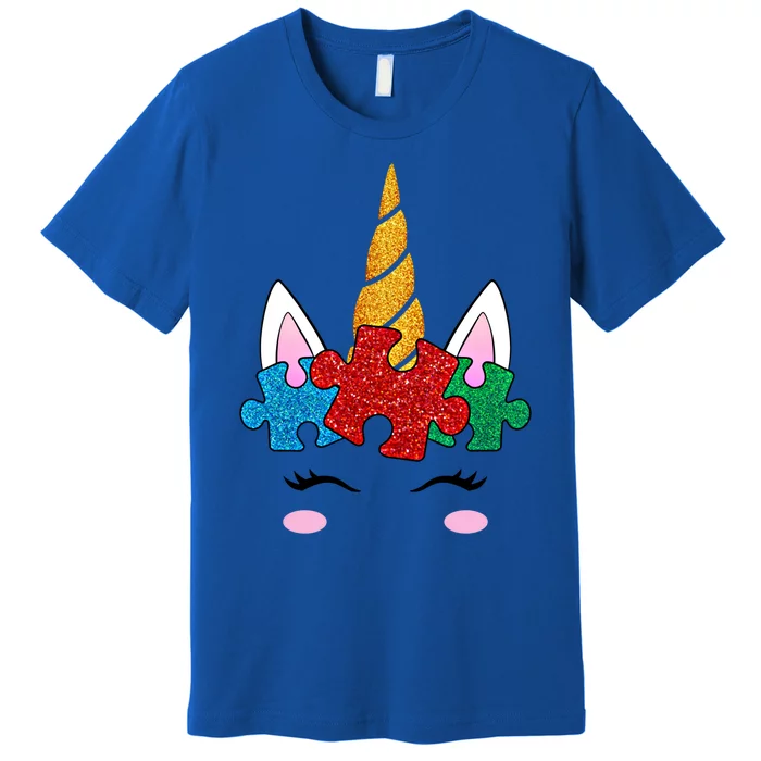 Funny Unicorn Autism Awareness Puzzle Pieces Funny Gift Premium T-Shirt