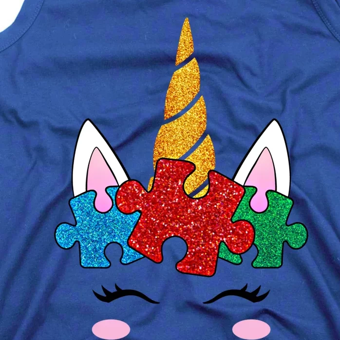 Funny Unicorn Autism Awareness Puzzle Pieces Funny Gift Tank Top