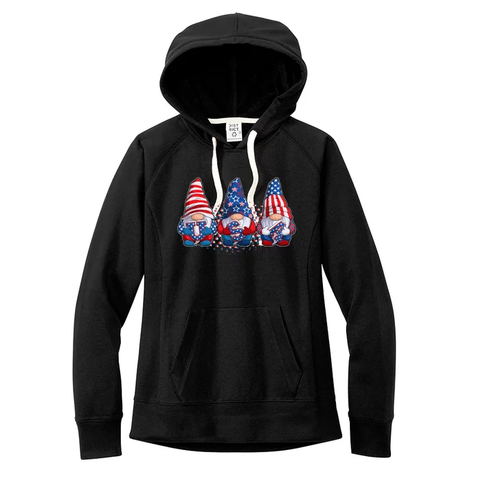 Funny USA American Flag 4th Of July Gnomes Women's Fleece Hoodie