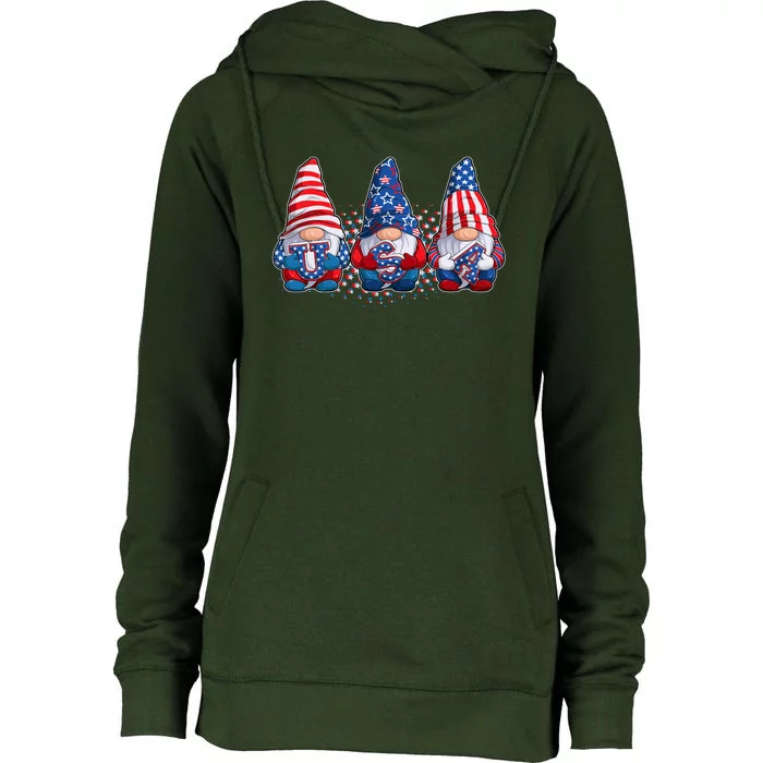 Funny USA American Flag 4th Of July Gnomes Womens Funnel Neck Pullover Hood