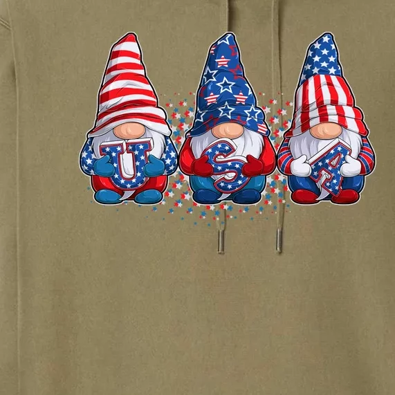 Funny USA American Flag 4th Of July Gnomes Premium Hoodie