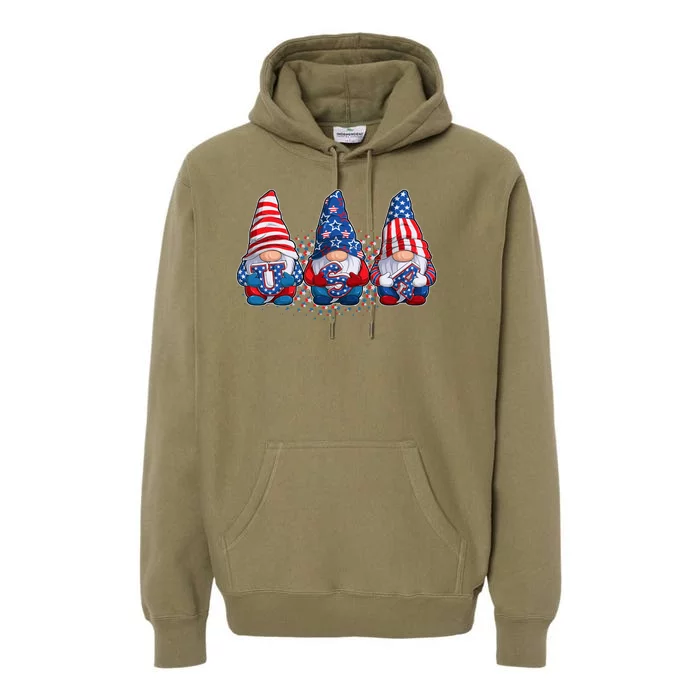 Funny USA American Flag 4th Of July Gnomes Premium Hoodie