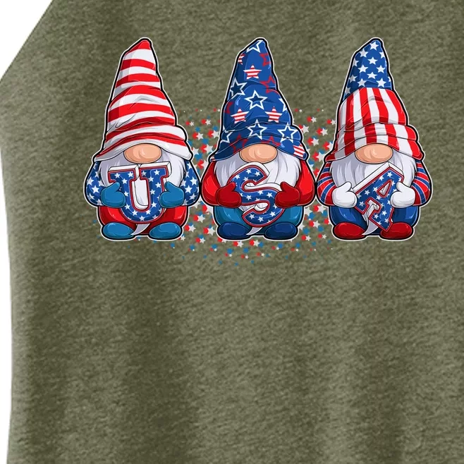 Funny USA American Flag 4th Of July Gnomes Women’s Perfect Tri Rocker Tank