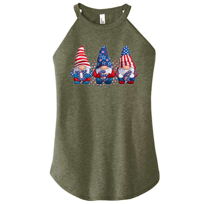 Funny USA American Flag 4th Of July Gnomes Women’s Perfect Tri Rocker Tank