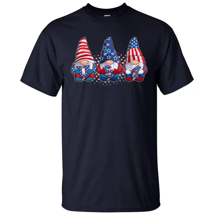 Funny USA American Flag 4th Of July Gnomes Tall T-Shirt