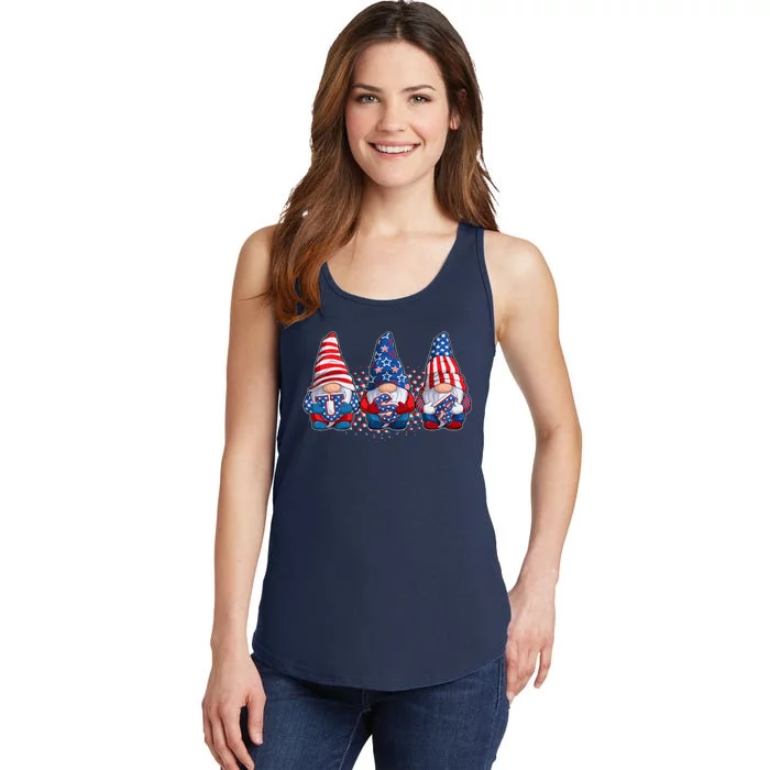 Funny USA American Flag 4th Of July Gnomes Ladies Essential Tank