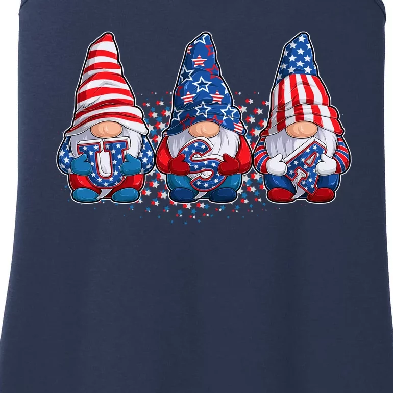 Funny USA American Flag 4th Of July Gnomes Ladies Essential Tank