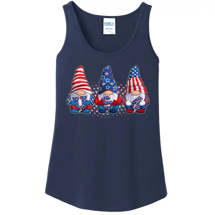 Funny USA American Flag 4th Of July Gnomes Ladies Essential Tank