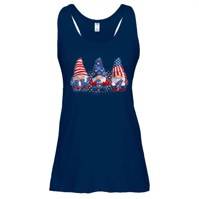 Funny USA American Flag 4th Of July Gnomes Ladies Essential Flowy Tank