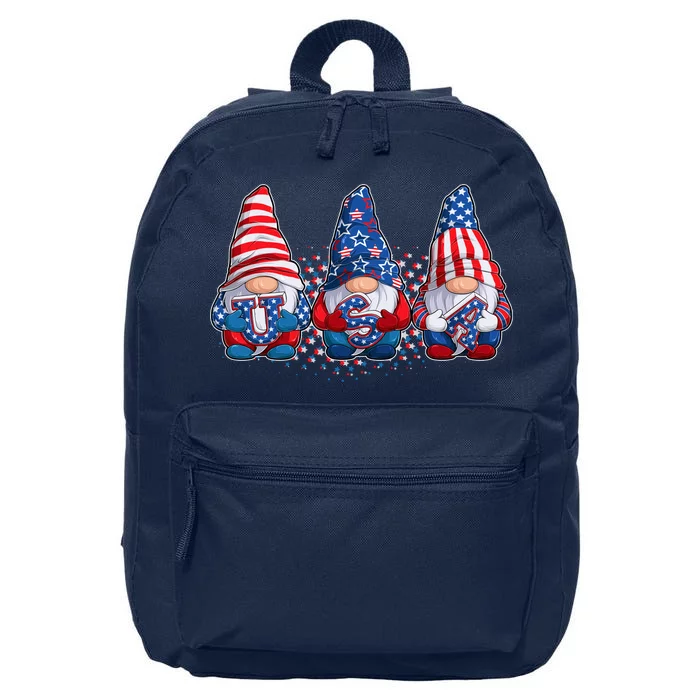 Funny USA American Flag 4th Of July Gnomes 16 in Basic Backpack