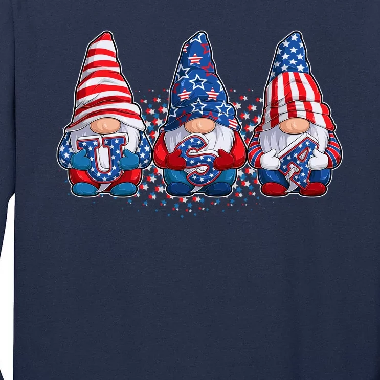 Funny USA American Flag 4th Of July Gnomes Tall Long Sleeve T-Shirt