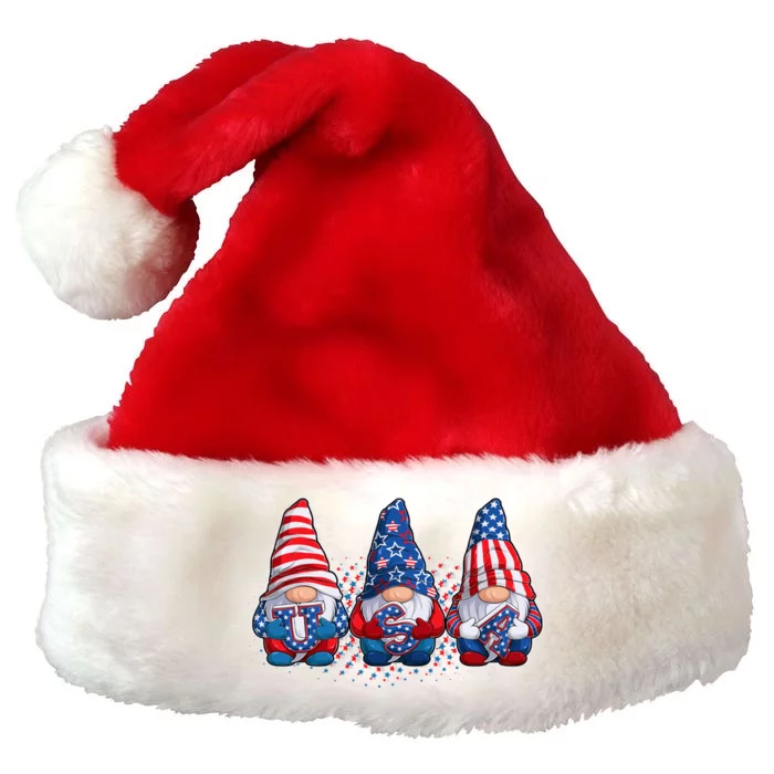 Funny USA American Flag 4th Of July Gnomes Premium Christmas Santa Hat