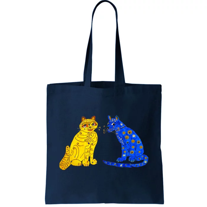 Funny Ugly Blue Cat And Ugly Yellow Cat Tote Bag