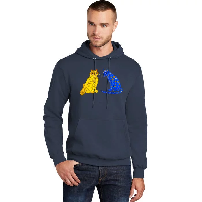 Funny Ugly Blue Cat And Ugly Yellow Cat Tall Hoodie