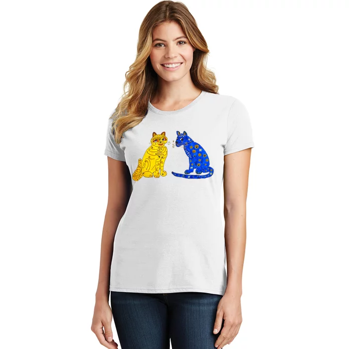 Funny Ugly Blue Cat And Ugly Yellow Cat Women's T-Shirt