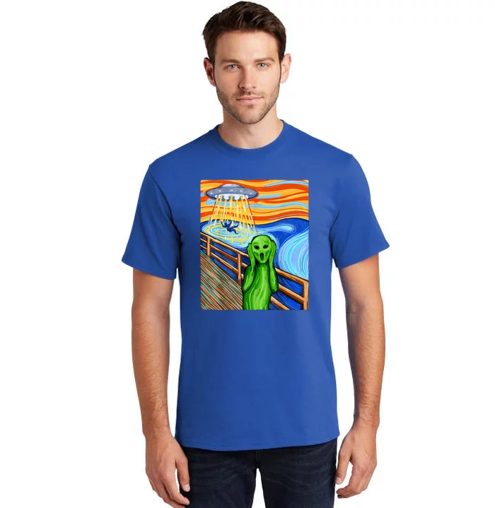 Funny UFO Believe In Aliens Alien Humor Gift Funny Alien Lover Tall T-Shirt