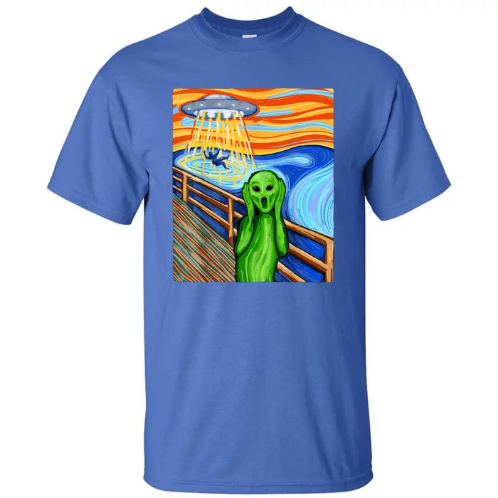 Funny UFO Believe In Aliens Alien Humor Gift Funny Alien Lover Tall T-Shirt