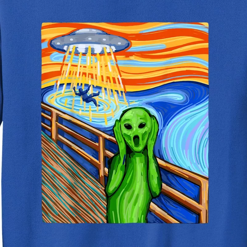 Funny UFO Believe In Aliens Alien Humor Gift Funny Alien Lover Tall Sweatshirt