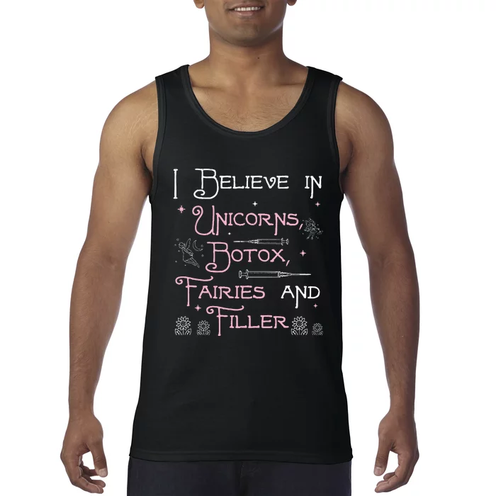 Funny Unicorns Botox Fairies And Filler Aesthetician Nurses Tank Top