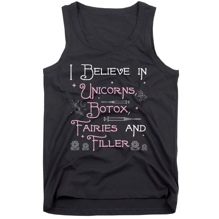 Funny Unicorns Botox Fairies And Filler Aesthetician Nurses Tank Top