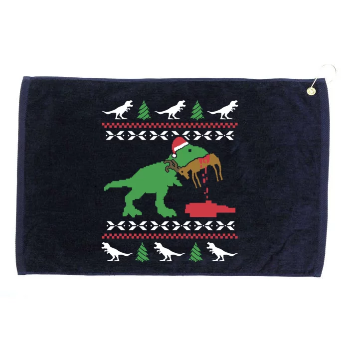 Funny Ugly Christmas Sweater Trex Reindeer Ugly Xmas Trex Gift Grommeted Golf Towel