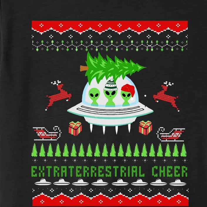 Funny Ugly Christmas Alien UFO Santa Reindeer Tree Gift ChromaSoft Performance T-Shirt