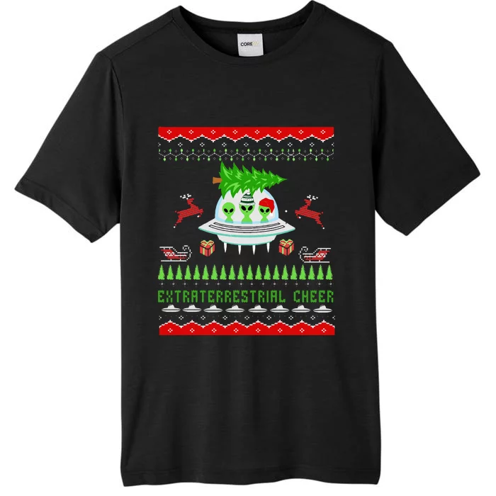 Funny Ugly Christmas Alien UFO Santa Reindeer Tree Gift ChromaSoft Performance T-Shirt