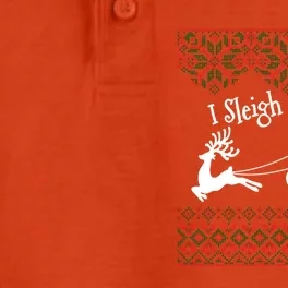 Funny Ugly Christmas Sweater I Sleigh All Day Santa Elves Cool Gift Dry Zone Grid Performance Polo