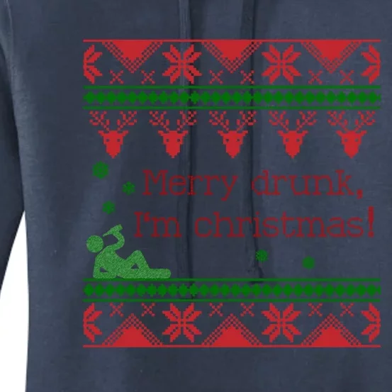 Funny Ugly Christmas Sweater Merry Drunk IM Christmas Gift Women's Pullover Hoodie