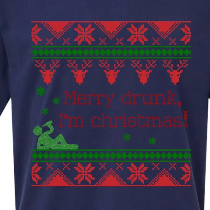 Funny Ugly Christmas Sweater Merry Drunk IM Christmas Gift Sueded Cloud Jersey T-Shirt