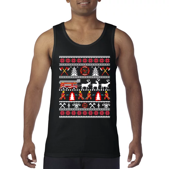 Firefighter Ugly Christmas Fireman Fire Department Tank Top