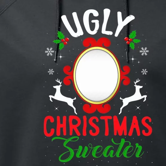 Funny Ugly Christmas Sweater With Mirror Performance Fleece Hoodie