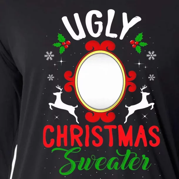 Funny Ugly Christmas Sweater With Mirror Cooling Performance Long Sleeve Crew