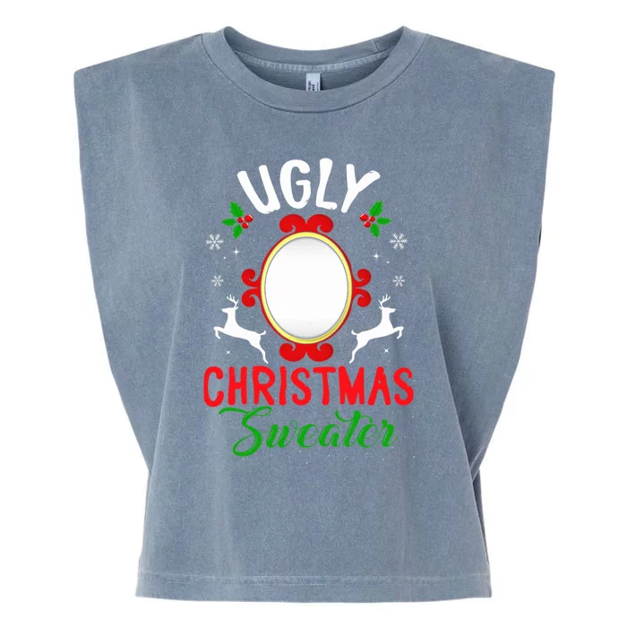 Funny Ugly Christmas Sweater With Mirror Garment-Dyed Women's Muscle Tee