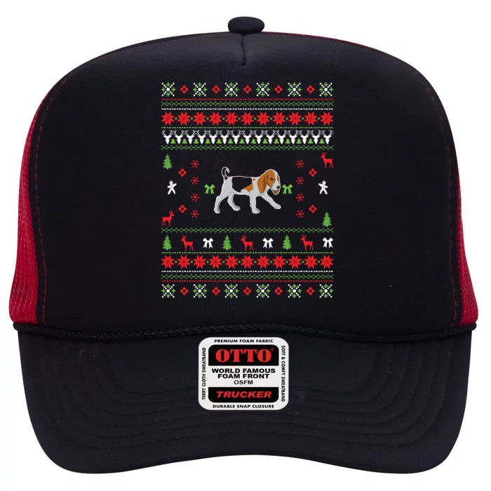 Funny Ugly Christmas Beagle Design Gift High Crown Mesh Trucker Hat