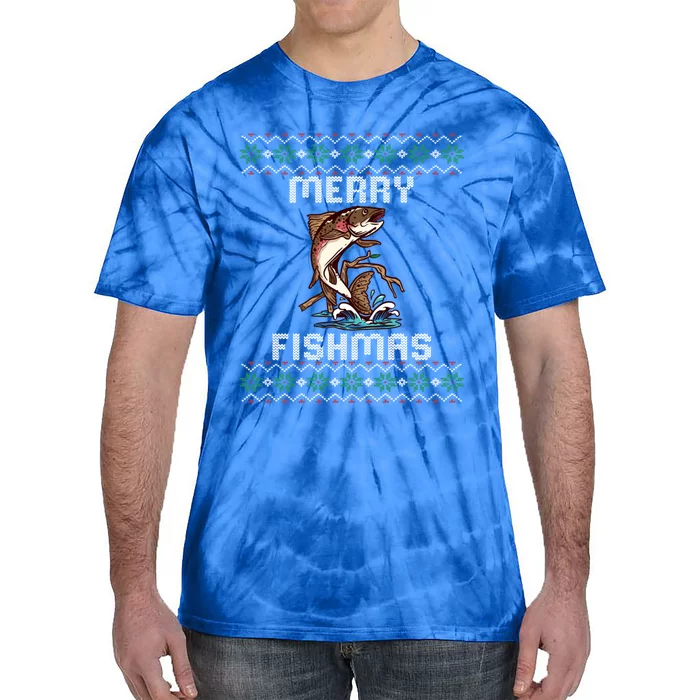 Fishing Ugly Christmas Sweater Fish Merry Fishmas Fishing Gift Tie-Dye T-Shirt