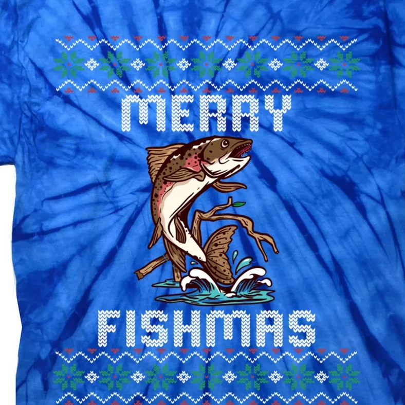 Fishing Ugly Christmas Sweater Fish Merry Fishmas Fishing Gift Tie-Dye T-Shirt