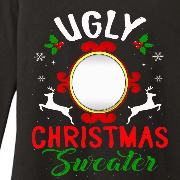 Funny Ugly Christmas Sweater With Mirror Womens CVC Long Sleeve Shirt